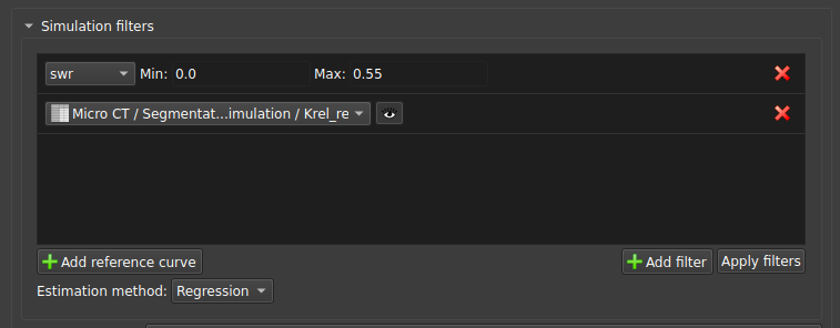 Nuvem de curvas Krel filtradas e com curva de referência
